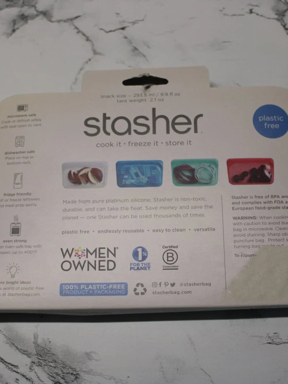 Stasher Snack Sandwich Reusable Oven Safe Plastic Free Bags Set of 3